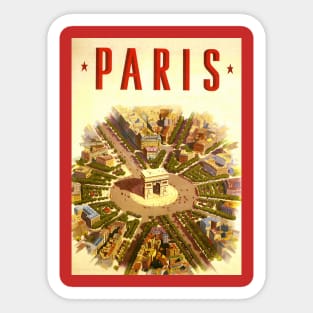 Vintage Travel Poster, Arc de Triomphe in Paris Sticker